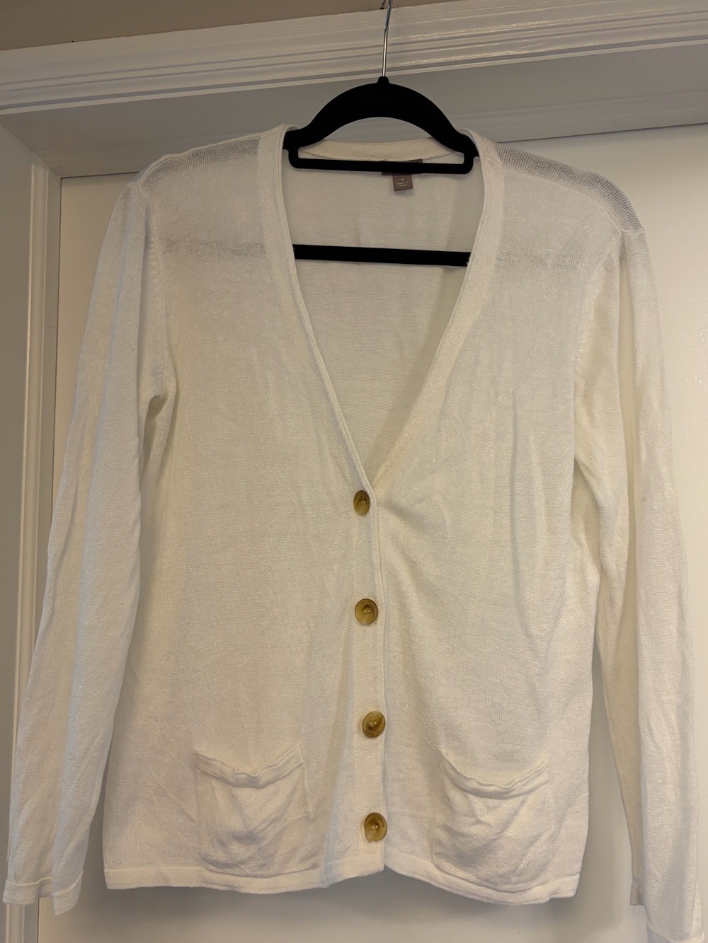 J. Jill - Linen-blend V-neck Cardigan - white - size M